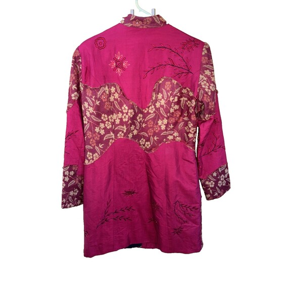 Anage Long Jacket M Women Red Embroidered Beads Sequins Button Up Pockets Lined - Picture 8 of 9